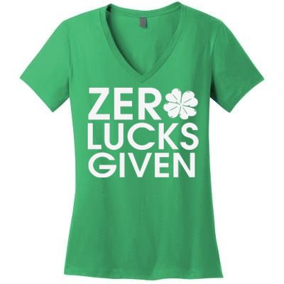 Zero Lucks Given St Patricks Day Women's V-Neck T-Shirt