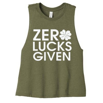 Zero Lucks Given St Patricks Day Women's Racerback Cropped Tank