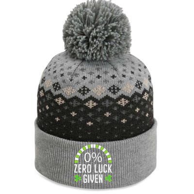 Zero Lucks Given Irish Luck Saint Patrick's Day Shamrock The Baniff Cuffed Pom Beanie