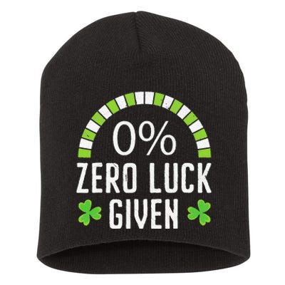 Zero Lucks Given Irish Luck Saint Patrick's Day Shamrock Short Acrylic Beanie