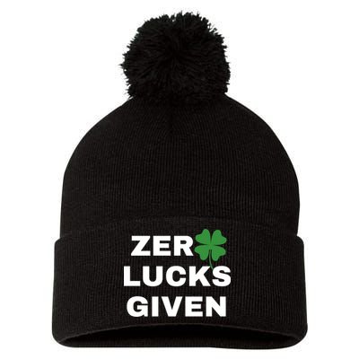 Zero Lucks Given Shamrock St Patricks Day Pom Pom 12in Knit Beanie