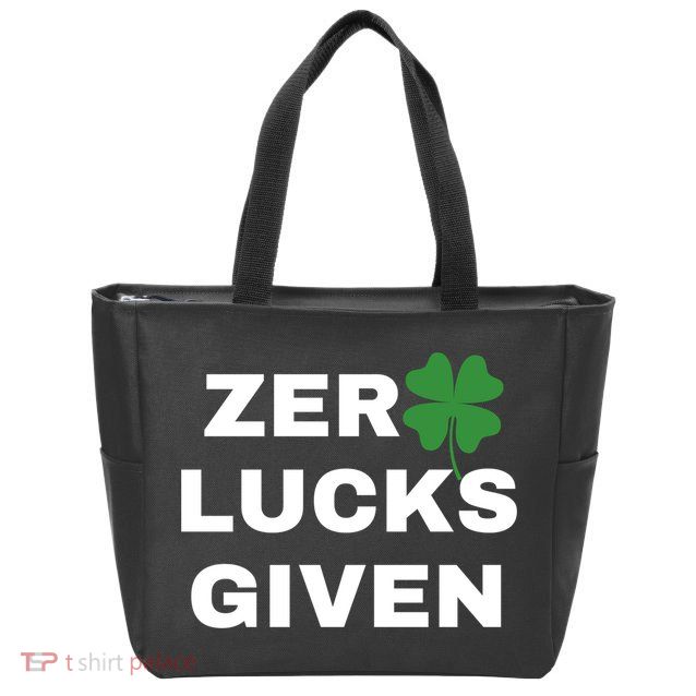 Zero Lucks Given Shamrock St Patricks Day Zip Tote Bag