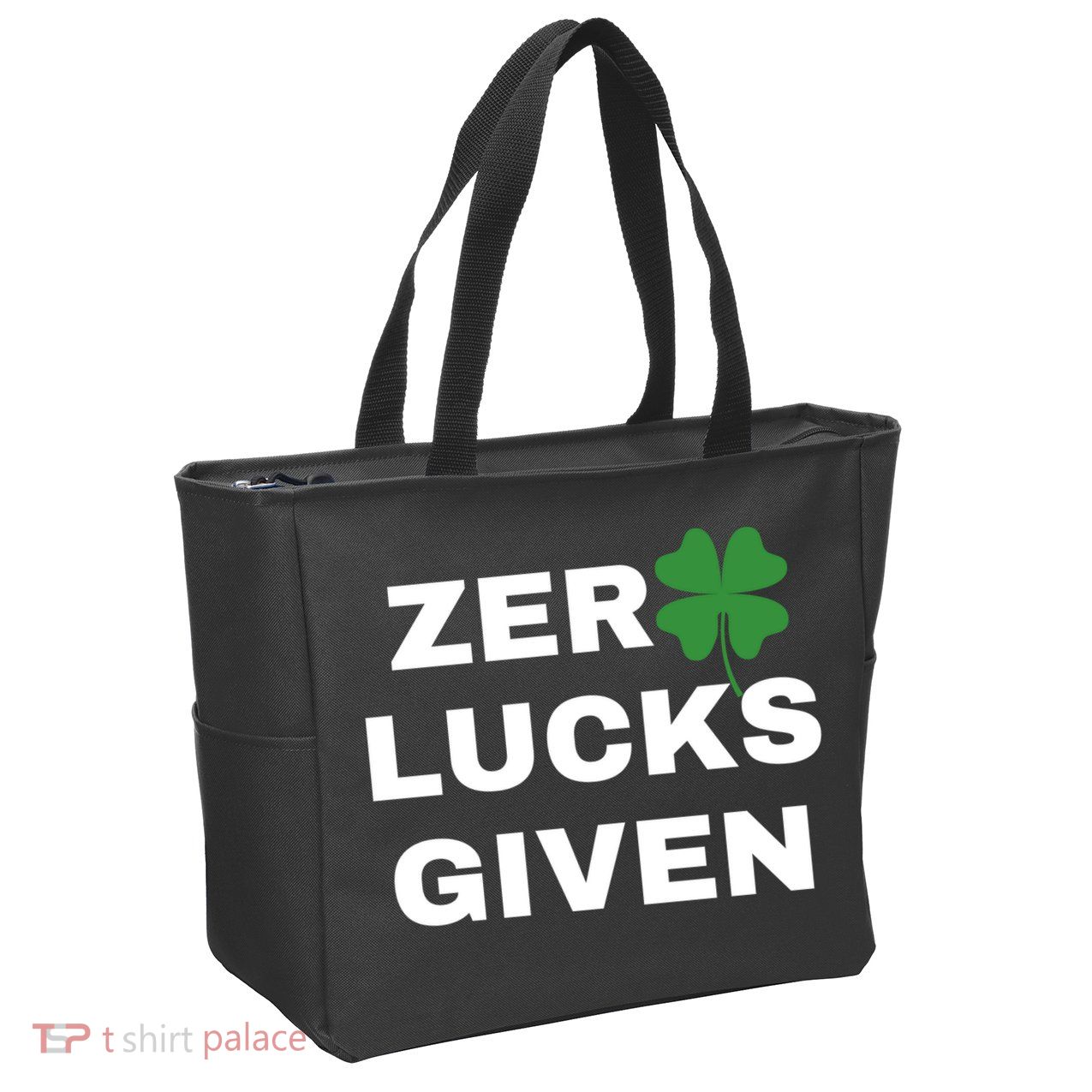Zero Lucks Given Shamrock St Patricks Day Zip Tote Bag