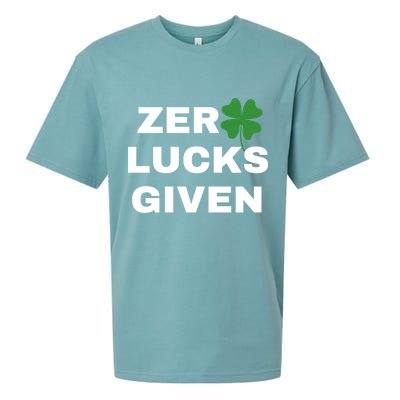 Zero Lucks Given Shamrock St Patricks Day Sueded Cloud Jersey T-Shirt