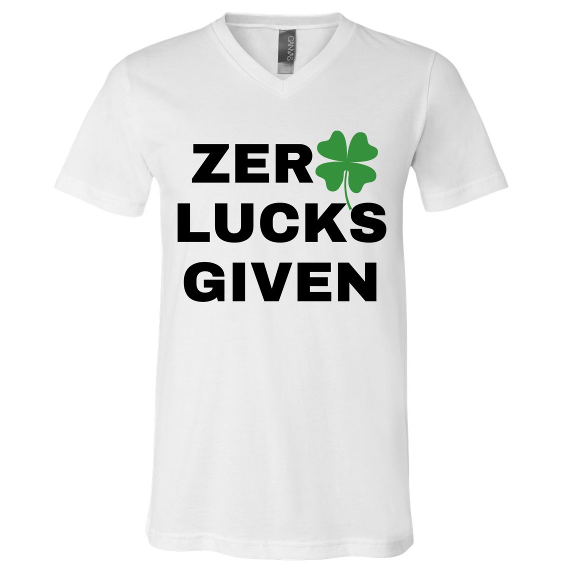 Zero Lucks Given Shamrock St Patricks Day V-Neck T-Shirt