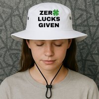 Zero Lucks Given Shamrock St Patricks Day Bucket Hat
