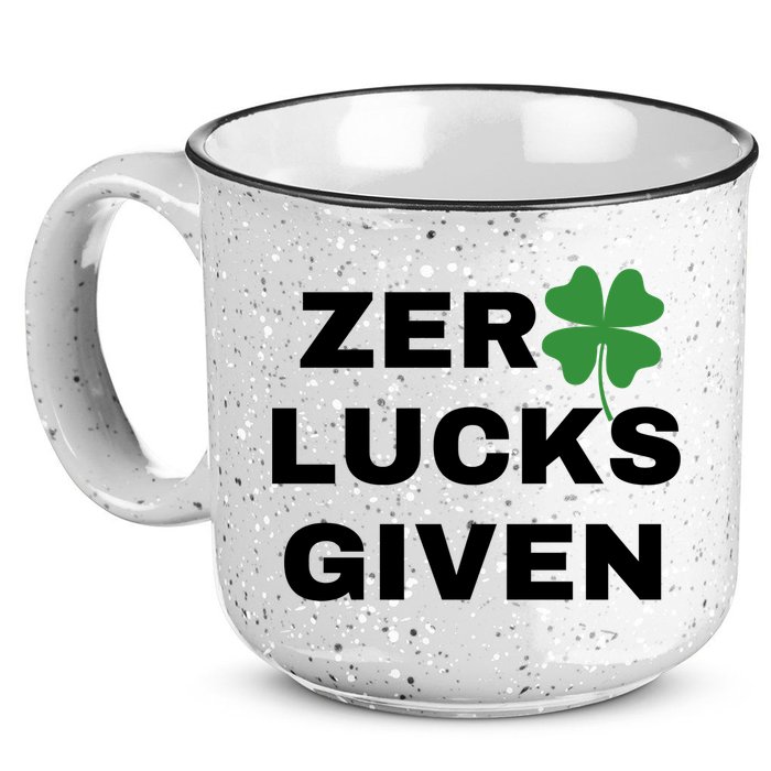 Zero Lucks Given Shamrock St Patricks Day 15oz Campfire Ceramic Mug