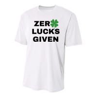 Zero Lucks Given Shamrock St Patricks Day Youth Performance Sprint T-Shirt