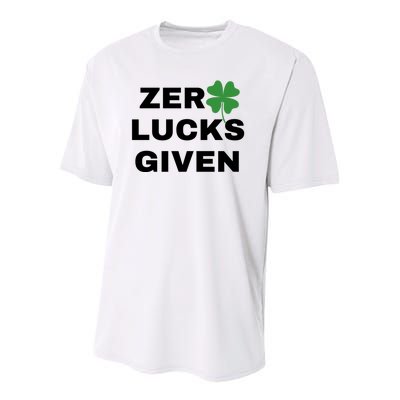 Zero Lucks Given Shamrock St Patricks Day Youth Performance Sprint T-Shirt