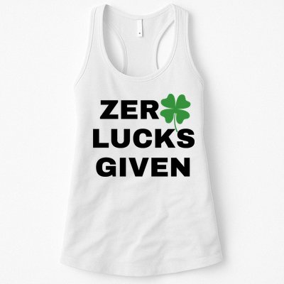 Zero Lucks Given Shamrock St Patricks Day Womens Tank Top