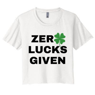 Zero Lucks Given Shamrock St Patricks Day Crop Top