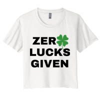 Zero Lucks Given Shamrock St Patricks Day Crop Top