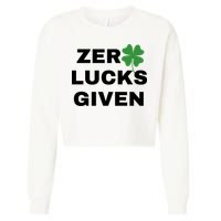 Zero Lucks Given Shamrock St Patricks Day Cropped Pullover Crew