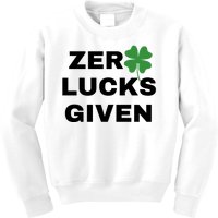 Zero Lucks Given Shamrock St Patricks Day Kids Sweatshirt