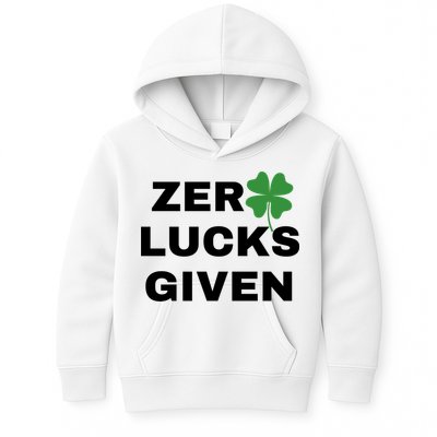 Zero Lucks Given Shamrock St Patricks Day Kids Hoodie