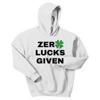 Zero Lucks Given Shamrock St Patricks Day Kids Hoodie