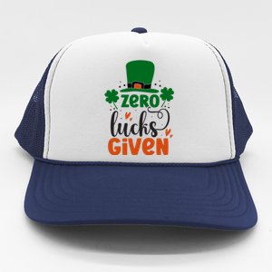 Zero Lucks Given Funny St Patricks Day Trucker Hat