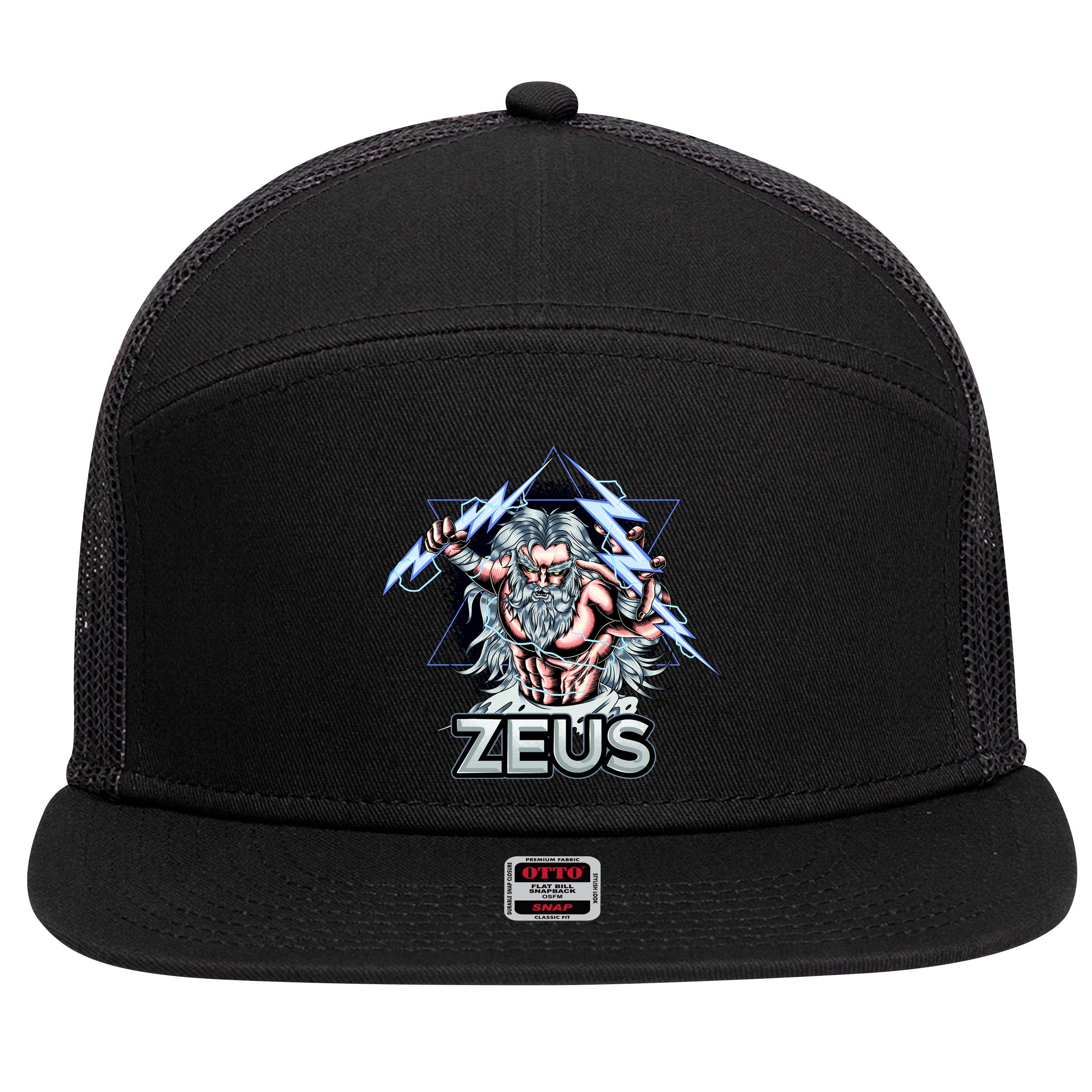 Zeus Lightning God Of The Sky Gamer 7 Panel Mesh Trucker Snapback Hat
