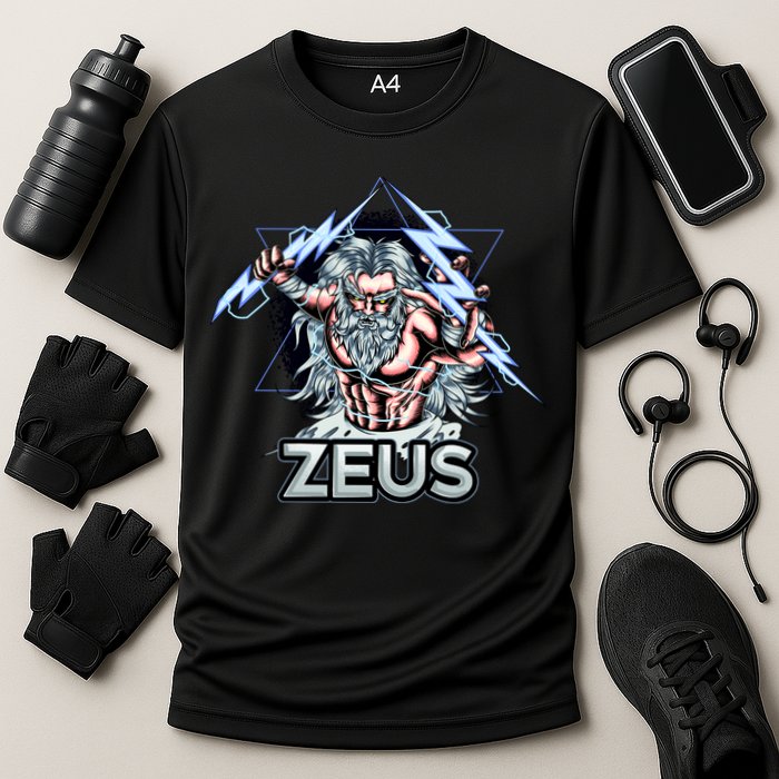 Zeus Lightning God Of The Sky Gamer Cooling Performance Crew T-Shirt