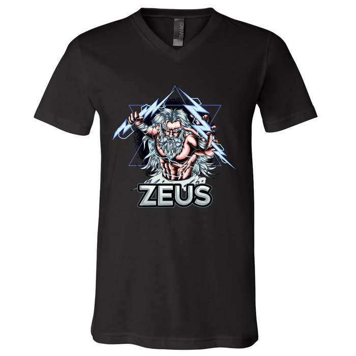 Zeus Lightning God Of The Sky Gamer V-Neck T-Shirt