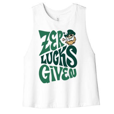 Zero Lucks Given St Patrick's Day Irish Saint Patrick's Day Women's Racerback Cropped Tank