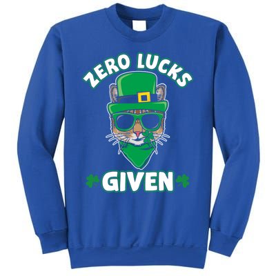 Zero Lucks Given Cat Leprechaun Saint Patrick's Day Ireland Gift Sweatshirt