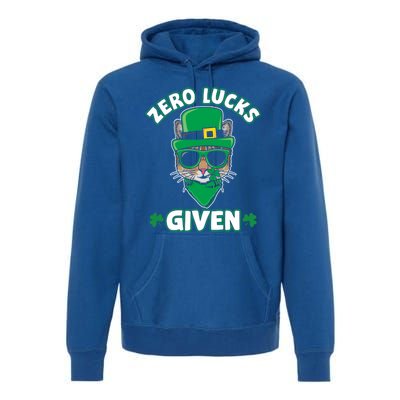 Zero Lucks Given Cat Leprechaun Saint Patrick's Day Ireland Gift Premium Hoodie