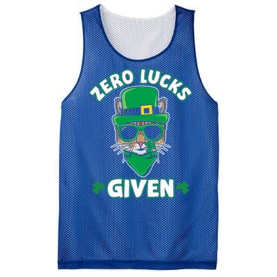 Zero Lucks Given Cat Leprechaun Saint Patrick's Day Ireland Gift Mesh Reversible Basketball Jersey Tank