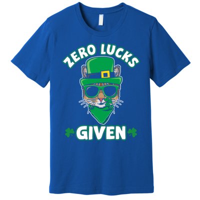 Zero Lucks Given Cat Leprechaun Saint Patrick's Day Ireland Gift Premium T-Shirt