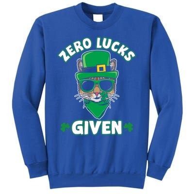 Zero Lucks Given Cat Leprechaun Saint Patrick's Day Ireland Gift Tall Sweatshirt