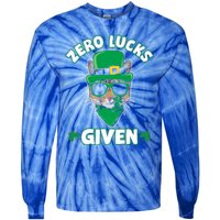 Zero Lucks Given Cat Leprechaun Saint Patrick's Day Ireland Gift Tie-Dye Long Sleeve Shirt