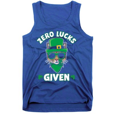 Zero Lucks Given Cat Leprechaun Saint Patrick's Day Ireland Gift Tank Top