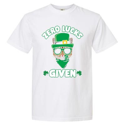 Zero Lucks Given Cat Leprechaun Saint Patrick's Day Ireland Gift Garment-Dyed Heavyweight T-Shirt