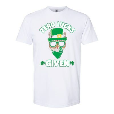 Zero Lucks Given Cat Leprechaun Saint Patrick's Day Ireland Gift Softstyle CVC T-Shirt