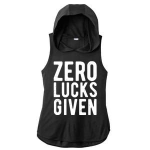 Zero Lucks Given St Patricks Day Ladies PosiCharge Tri-Blend Wicking Draft Hoodie Tank