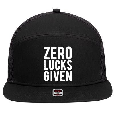 Zero Lucks Given St Patricks Day 7 Panel Mesh Trucker Snapback Hat