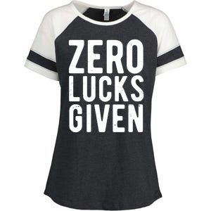 Zero Lucks Given St Patricks Day Enza Ladies Jersey Colorblock Tee