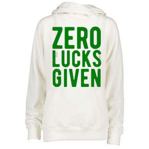 Zero Lucks Given St Patricks Day Womens Funnel Neck Pullover Hood