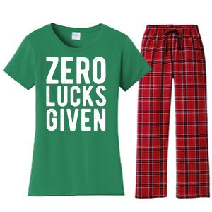 Zero Lucks Given St Patricks Day Women's Flannel Pajama Set