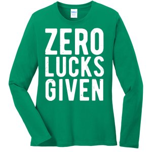 Zero Lucks Given St Patricks Day Ladies Long Sleeve Shirt