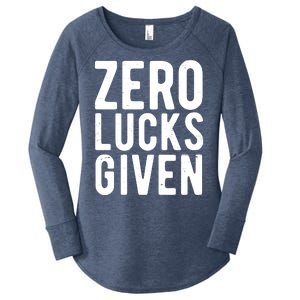 Zero Lucks Given St Patricks Day Women's Perfect Tri Tunic Long Sleeve Shirt