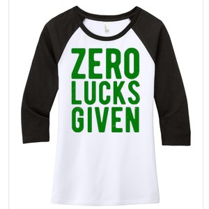 Zero Lucks Given St Patricks Day Women's Tri-Blend 3/4-Sleeve Raglan Shirt