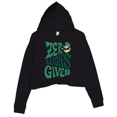 Zero Lucks Given St Patrick's Day Crop Fleece Hoodie