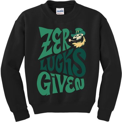 Zero Lucks Given St Patrick's Day Kids Sweatshirt