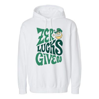 Zero Lucks Given St Patrick's Day Garment-Dyed Fleece Hoodie