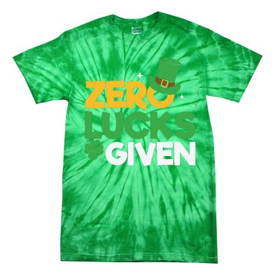 Zero Lucks Given Funny St Patricks Day Tie-Dye T-Shirt