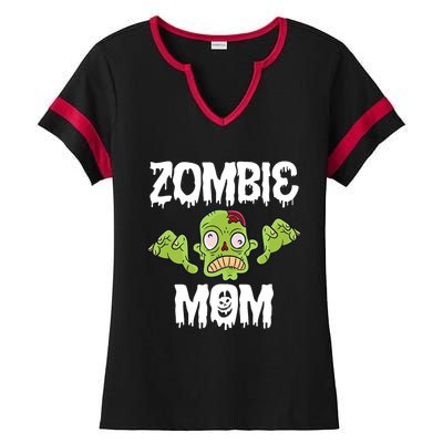 Zombie Mom Mother Matching Family Halloween Ladies Halftime Notch Neck Tee