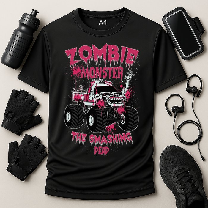 Zombie Monster Truck The Smashing Dead Cooling Performance Crew T-Shirt