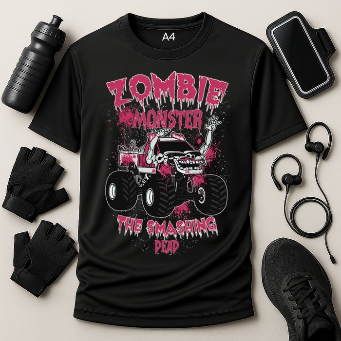 Zombie Monster Truck The Smashing Dead Cooling Performance Crew T-Shirt