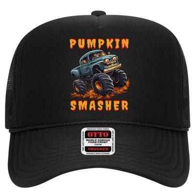 Zombie Monster Truck Pumpkin Smasher Halloween Costume Kids High Crown Mesh Back Trucker Hat